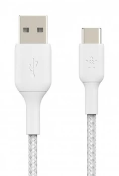 Image of Belkin Braided USB-C to USB-A 2m Cable - White