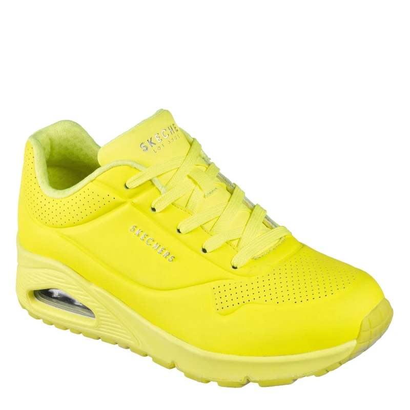 Image of Skechers Womens Durabuck Lace Up Classic Low-Top Trainers Neon Yellow female 2 (35)
