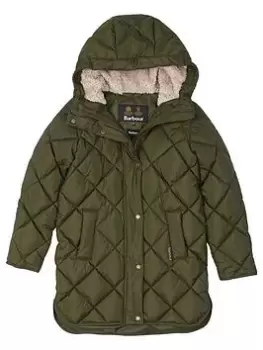 image of Barbour Girls Sandyford Quilt Coat - Olive Size 10-11 Years, Women