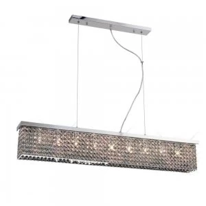 Image of Ceiling Pendant Rectangular 9 Light Polished Chrome, Crystal