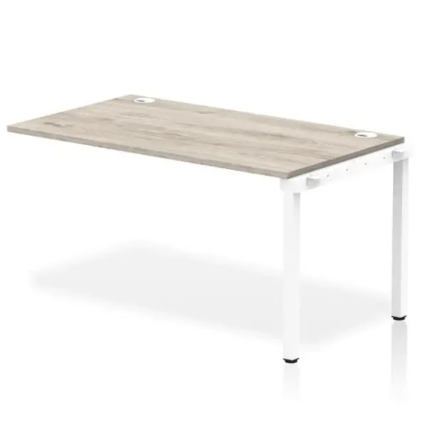 Image of Impulse Bench Single Row Ext Kit 1400 White Frame Office Bench Desk Grey Oak