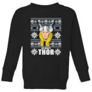 Image of Marvel Thor Face Kids Christmas Sweatshirt - Black - 9-10 Years