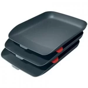 Image of Leitz Cosy Letter Tray; Set of 3 A4; Velvet Grey