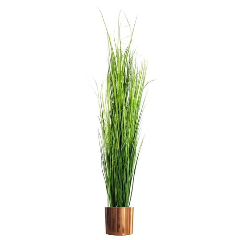 Image of Leaf 130cm Artificial Extra Large Grass Plant with Copper Metal Plater Green