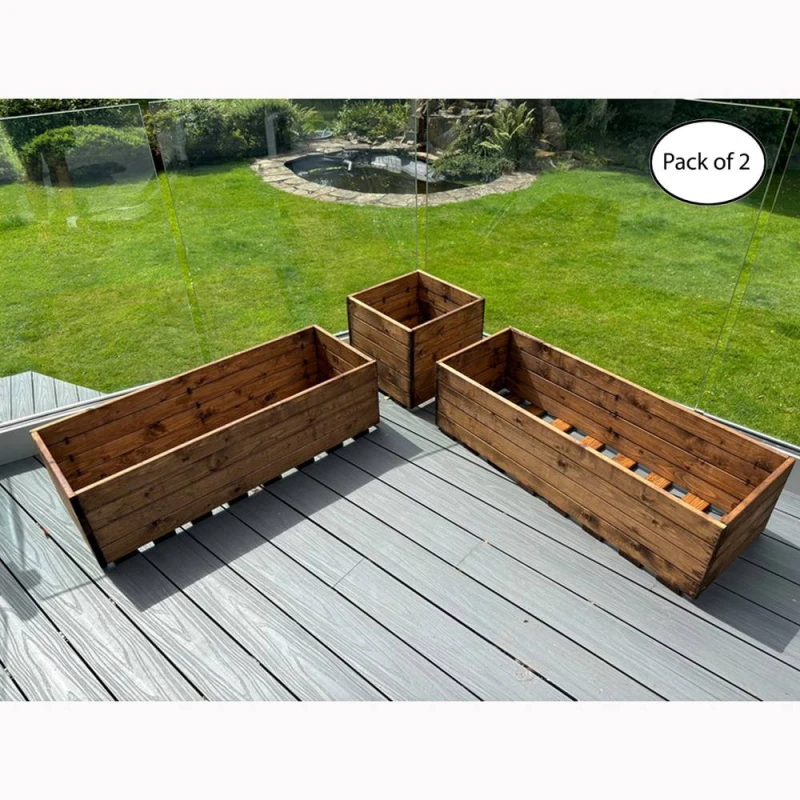 Image of Charles Taylor Multi Pack of 2 - Berwick Corner Wooden Planter Set in Light Brown Light Brown Unisex