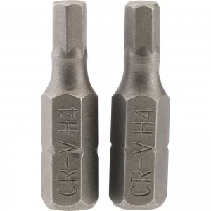 image of Draper Hex Screwdriver Bit Hex 4mm 25mm Pack of 2