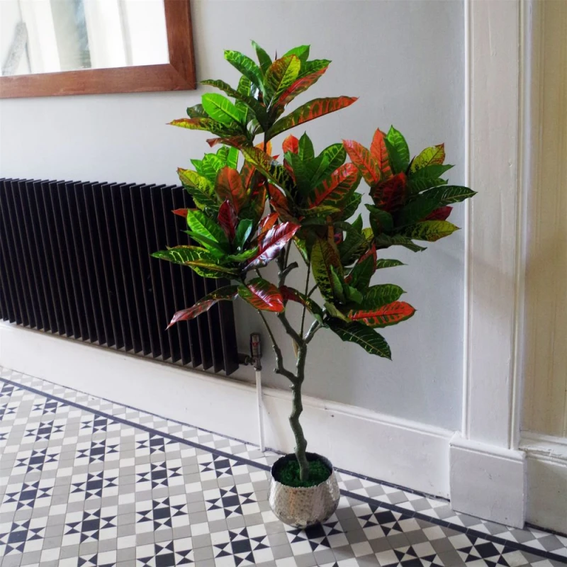 Image of Leaf Artificial House Plant Codiaeum Multicoloured Office Tree 130cm Bright Croton Botanik Green
