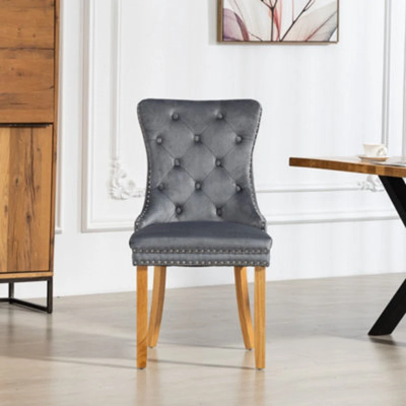 Image of Artemis Home Rodero Velvet Fabric Dining Chairs - Set of 2 in Grey Size: 2 Pack Grey Unisex 2 Pack