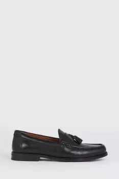 Image of Mens Black 1904 Leather Tassel Penny Loafers
