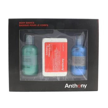 image of AnthonyBody Basics Kit: Invigorating Rush Hair+Body Wash 100ml + Exfoliating + Cleansing Bar 198g + Blue Sea kelp Body Scrub 100ml 3pcs