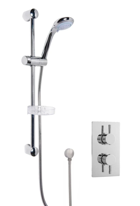 Image of Balterley Concealed Round Twin Valve Slide Rail Shower Kit Chrome Silver unisex
