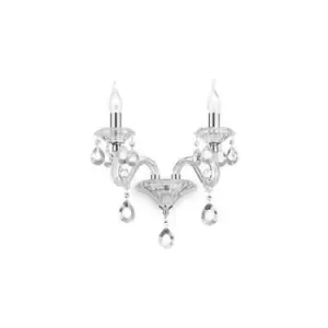 Image of Negresco 2 Light Indoor Glass Candle Wall Light Clear, E14