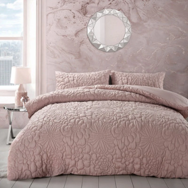 Image of Velosso Luxury Pinsonic Geometric Duvet Cover & Pillowcase Set, Easy-Care Chic Decor For Modern Bedroom Ensemble - Dusky