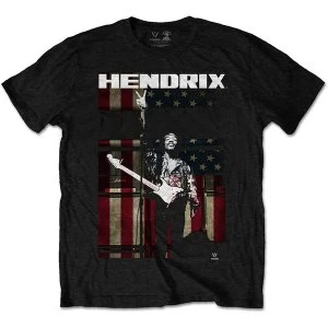 Image of Jimi Hendrix - Peace Flag Unisex Large T-Shirt - Black