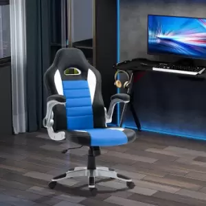 Image of PU Leather Swivel Gaming Chair with Tilt Function, Blue