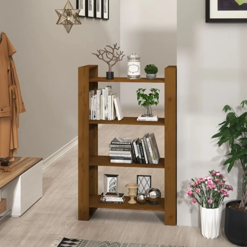Image of VIDAXL Vidaxl - Book Cabinet/Room Divider Honey Brown 80x35x125cm Solid Wood 8720286905456