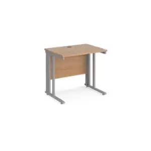 image of Maestro 25 straight desk 800mm x 600mm - silver cable managed leg frame and beech top