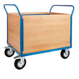 Image of GPC Platform Truck with 4 Veneer Sides Blue Capacity: 500L 4 Castors 700mm x 1050mm x 1000mm