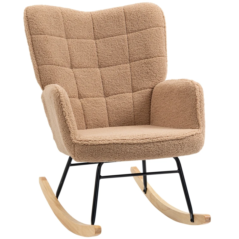 Image of HOMCOM Wingback Rocking Chair for Nursing w/ Steel Frame - Brown TJ Hughes Pink 5061025097043