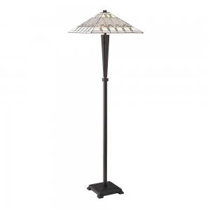 Image of 2 Light Floor Light Dark Bronze, Tiffany Glass, E27
