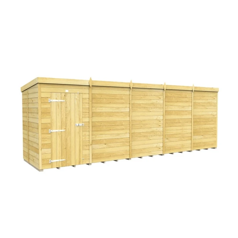 Image of Buttercup Farm 20 x 5 Feet Pent Shed - Single Door W/O Window - L147 x W589 x H201cm in Brown Brown Unisex