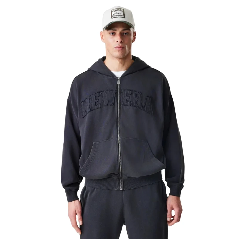 Image of new era Zip-up hoodie New Era Washed Noir Unisex L