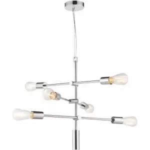 Image of Ceiling Pendant Light Chrome Plate 6 x 60W E27 Dimmable Multi Arm Lamp