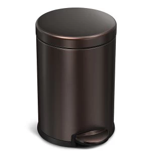 Image of Simplehuman 4.5 Litre Round Retro Pedal Bin - Dark Bronze