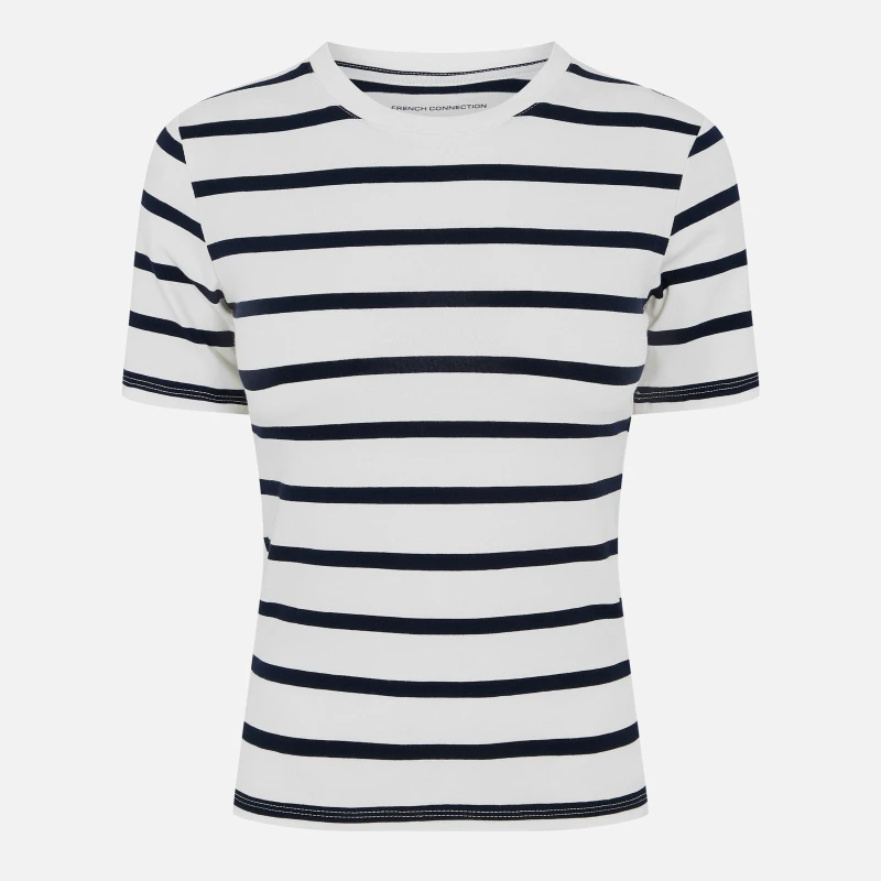 Image of French Connection French Connection Cotton Stripe Tee White Multi-Coloured Female M VS79802