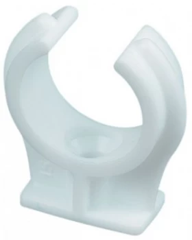 image of Wickes White Plastic Pipe Clips - 22mm Pack of 50