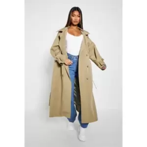 Image of I Saw It First Premium Longline Trench Coat With Detachable Hood - Green