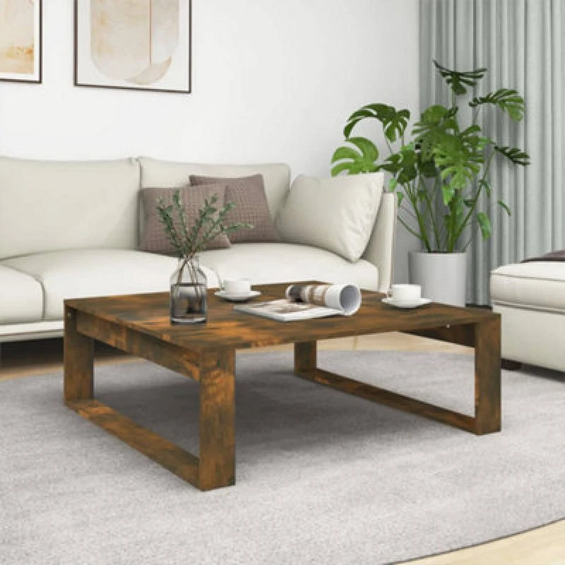 Image of Vidaxl Coffee Table Smoked Oak 100X100X35cm Engineered Wood, Brown 815999