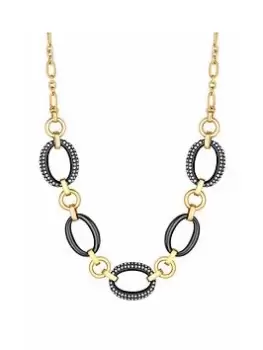Image of Mood Two Tone Crystal And Polished Link Short Necklace