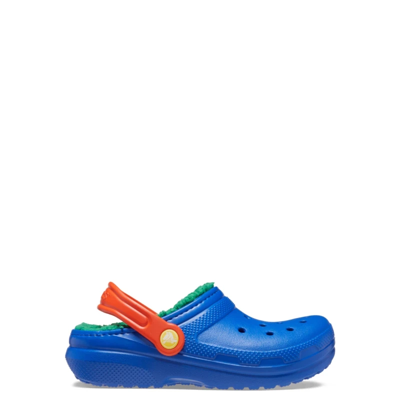 Image of Crocs Kids Classic Lined Clogs Blue Bolt / Multi C11