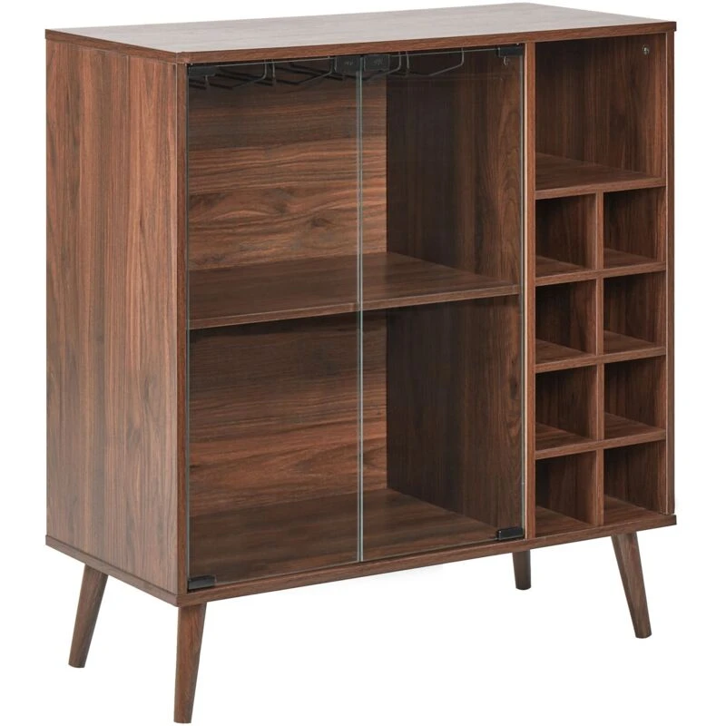Image of Beliani Wine Cabinet Tullamore 91cm Dark Wood