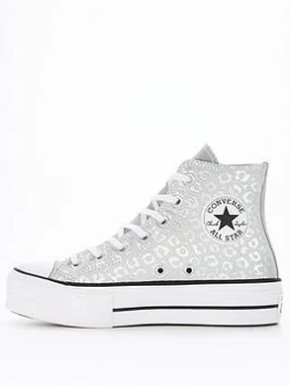 image of Converse Chuck Taylor All Star Lift Hi Top Plimsoll - Silver, Size 3, Women