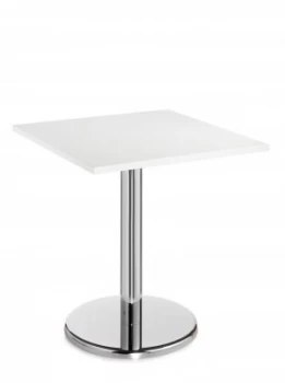 Image of Pisa Square Table With Round Chrome Base 700mm - White