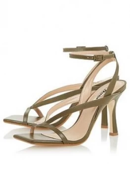 image of Dune London Monterey T Heeled Sandals - Khaki