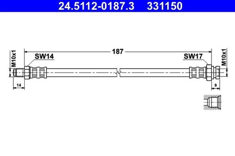 Image of ATE 24.5112-0187.3 Brake Hose Brake Hose (83)