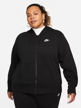 Image of Nike Curve Club Fleece Zip Through Hoodie - Black, Size 18-20=1X, Women