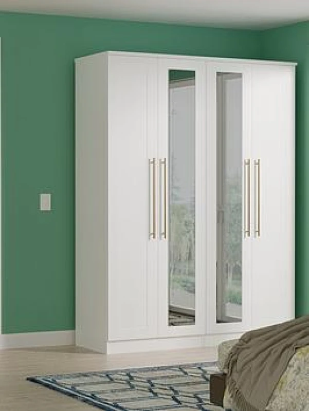 Image of Welcome Furniture Ltd Haworth Tall 4 Door Mirror Wardrobe in White Ash - Ready Assembled, White HAW190WAWA