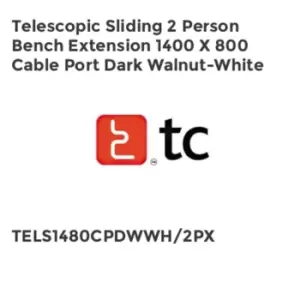 image of TC Group Telescopic Sliding 2 Person Bench Extension 1400 x 800 Cable Port Dark