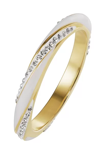 Image of Sterling Silver Gold Plated Crystal Enamel Stacker Ring