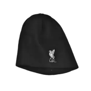 Image of Liverpool FC Adults Unisex Crest Beanie Knitted Hat (One Size) (Black)