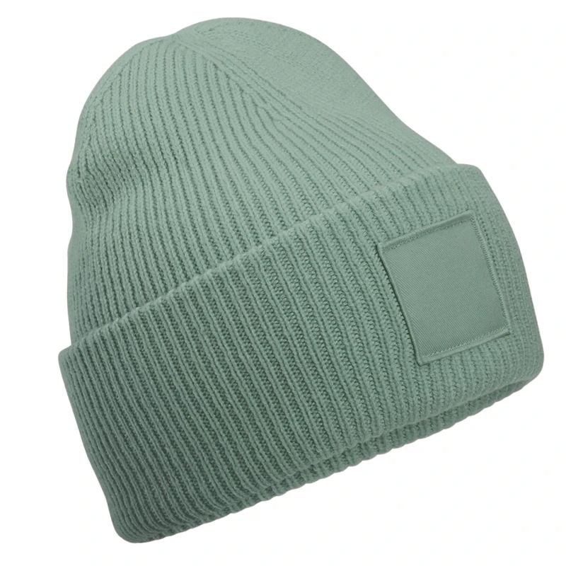 Image of Beechfield Beechfield Men Tonal Patch Beanie in Dark Green Dark Green One Size Male 5063652545300