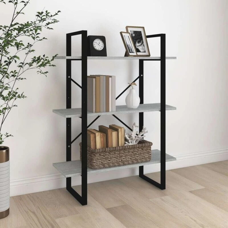 Image of Vidaxl Book Cabinet Grey Sonoma 80X30X105cm Engineered Wood, Grey 821316