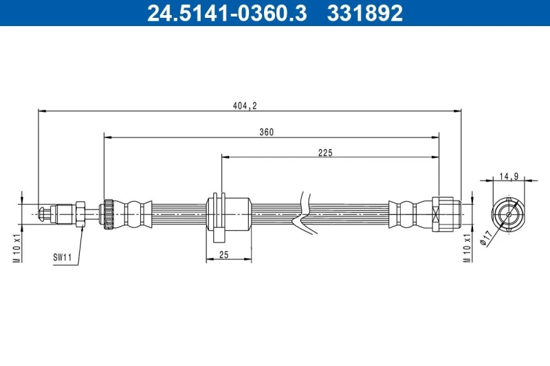 Image of Brake hose ATE 24.5141-0360.3