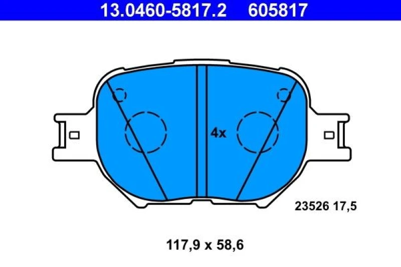 Image of ATE 13.0460-5817.2 Brake pad set excl. wear warning contact Brake Pad Set,disc brake (402)