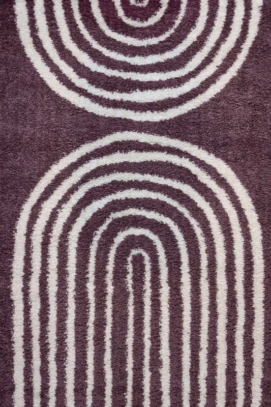 Image of THE RUGS Moodi Rainbow Design Shaggy Soft High Pile Living Room Rug Runner in Purple Size: 80cm x 150cm Purple Unisex 80cm x 150 cm