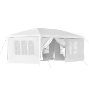 image of Outsunny 6 X 3M Outdoor Gazebo Canopy Party Tent With 4 Removable Side Walls - White